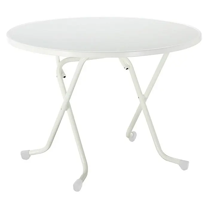 Barths Gartentisch rund Dubllin - Ø x H: 100 x 73 cm, Stahl, Rund, Weiß - Weißer, runder Klapptisch für den Innen- und Außenbereich, ideal für kleine Räume oder als Beistelltisch. Das Tischgestell ist ebenfalls weiß.
