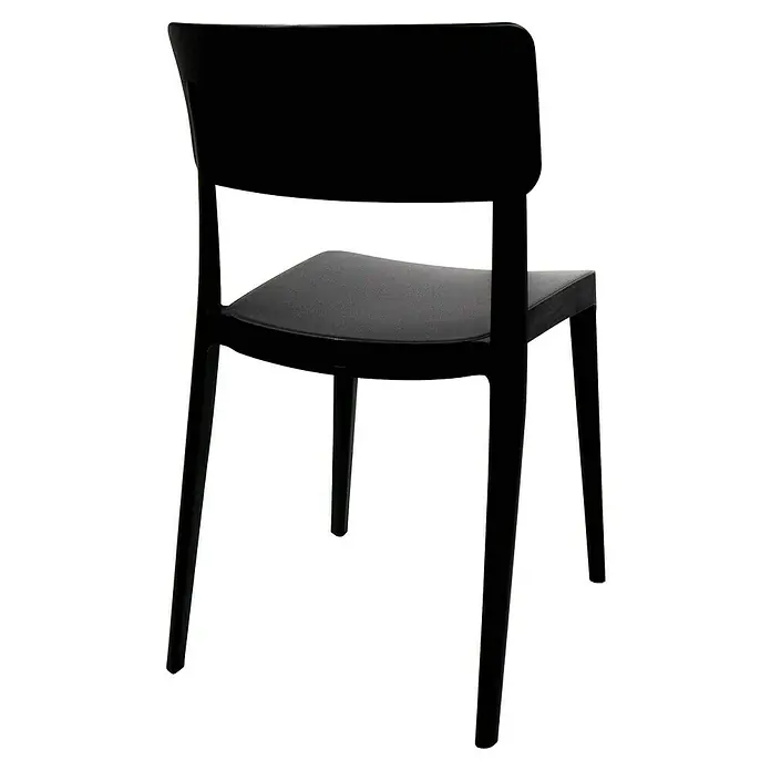 Stapelstuhl Wing - Polypropylen, Schwarz, B x T x H: 47 x 50 x 82 cm - Schwarzer Stuhl mit geschwungenem Sitz und hoher Rückenlehne. Ideal für moderne Esszimmer und Büros dank seines minimalistischen Designs.