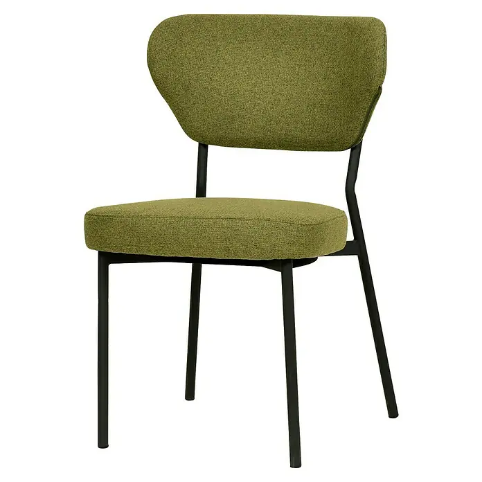 Feros Stapelstuhl Duko - Stahl, Sperrholz, Schaumstoff, Grün, B x T x H: 53 x 55 x 83 cm - Ein stilvoller grüner Stuhl mit einem robusten schwarzen Metallgestell. Perfekt für Esszimmer oder als Akzentmöbelstück.