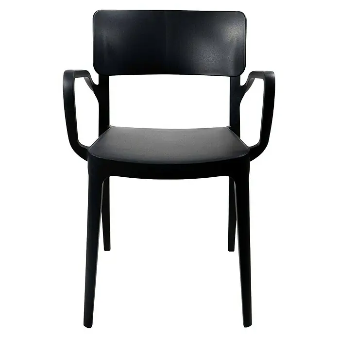 Stapelsessel Wing - Polypropylen, Schwarz, B x T x H: 54 x 55 x 82 cm - Schwarzer Armlehnstuhl mit schlichtem, modernem Design, ideal für Esszimmer oder Büro. Robuste Konstruktion für komfortables Sitzen.