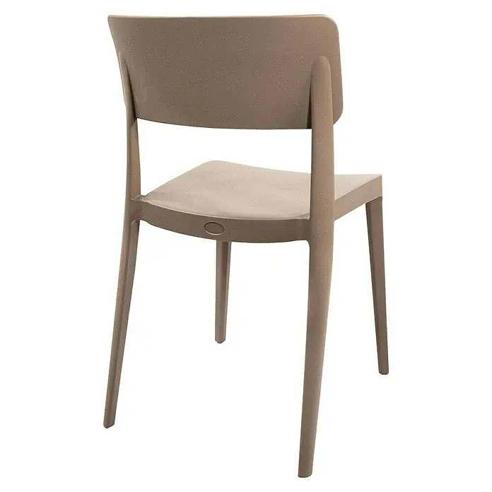 Stapelstuhl Wing - Polypropylen, Sandbraun, B x T x H: 47 x 50 x 82 cm - Rückenansicht eines modernen, beigefarbenen Stuhls mit klarer Linienführung und minimalistischem Design. Ideal für den stilvollen Essbereich.