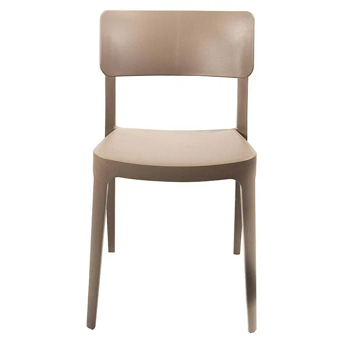 Stapelstuhl Wing - Polypropylen, Sandbraun, B x T x H: 47 x 50 x 82 cm - Dieser Stuhl hat ein minimalistisches Design und ist aus robustem, sandfarbenem Kunststoff gefertigt. Ideal für den Innen- und Außenbereich.