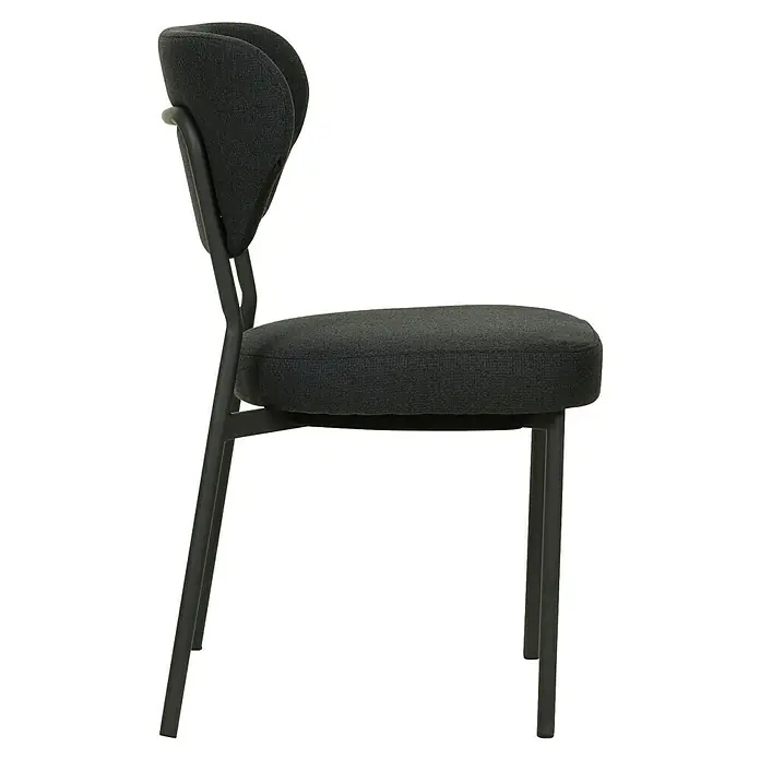 Feros Stapelstuhl Duko - Stahl, Sperrholz, Schaumstoff, Schwarz, B x T x H: 53 x 55 x 83 cm - Ein schicker, grauer Polsterstuhl mit schlankem Metallrahmen, perfekt für moderne Wohnräume.