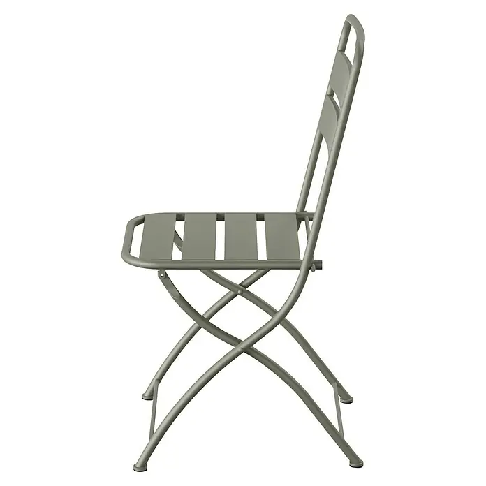 Feros Klappstuhl Breeze - Stahl, Grün, B x T x H: 43 x 54 x 87,5 cm - Ein olivgrüner Klappstuhl aus Metall, ideal für Garten und Balkon. Das schlichte Design passt gut zu jeder Außeneinrichtung.