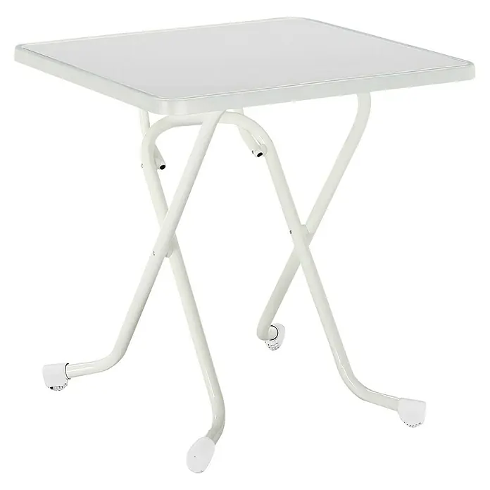 Barths Klapptisch Madrid - L x B x H: 67 x 67 x 73 cm, Stahl, Quadratisch, Weiß - Ein zusammenklappbarer, weißer Beistelltisch mit quadratischer Tischplatte und X-förmigem Untergestell. Praktisch und platzsparend.