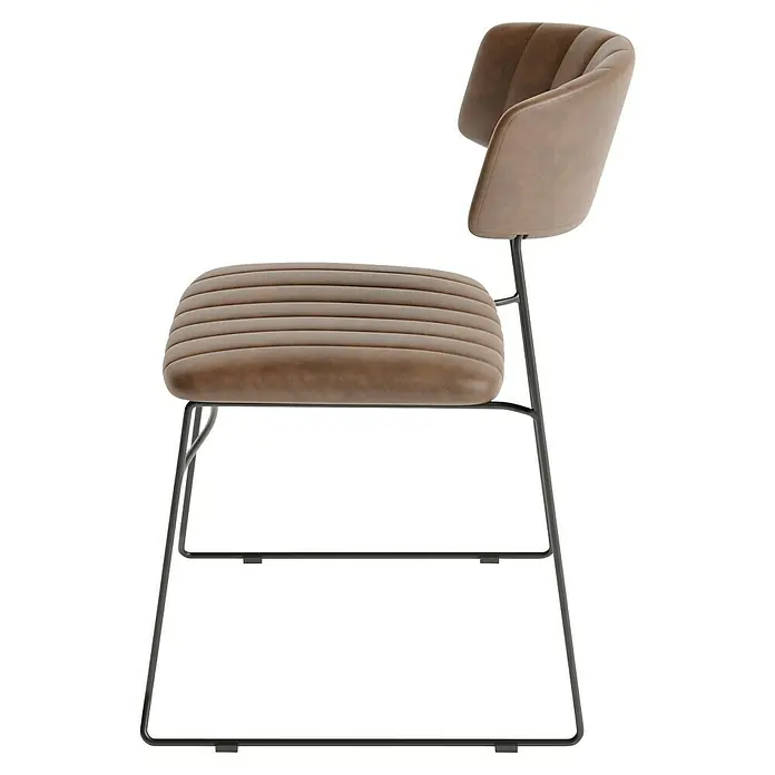 Feros Stapelstuhl Mundo - Stahl, Velours, Braun, B x T x H: 46,5 x 49 x 105 cm - Dieser Stuhl besticht durch sein modernes Design und die komfortable Polsterung in einem warmen Braunton. Das Metallgestell sorgt für Stabilität.