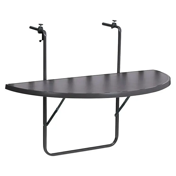 Barths Balkon-Hängetisch Butler - L x B x H: 100 x 50 x 8 cm, Stahl, Anthrazit, Klappbar - Halbkreisförmiger Balkontisch in dunkler Farbe, perfekt für kleine Außenbereiche, bietet eine stilvolle Ablagefläche und ist platzsparend.