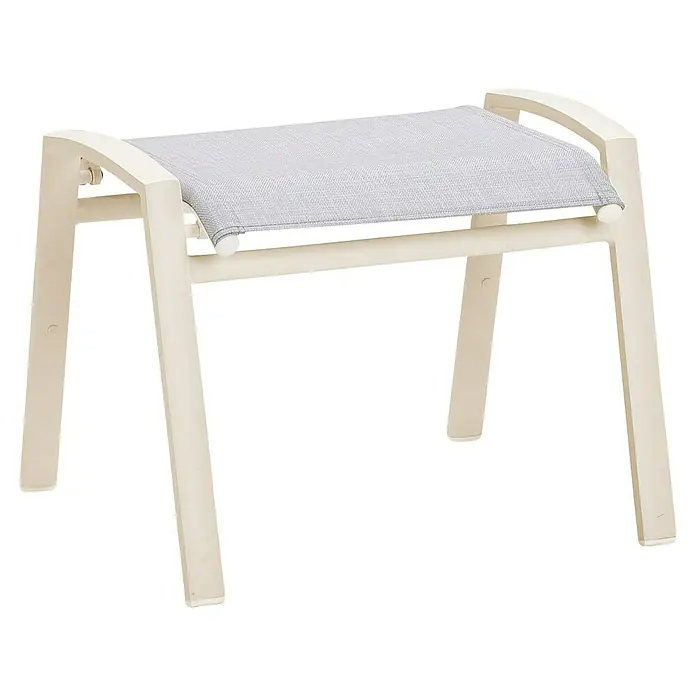 Barths Gartenhocker Paros - Aluminium, Textilene, Stapelbar, Beige/Grau, B x T x H: 59 x 51 x 45 cm - Dieser stilvolle Outdoor-Hocker mit Textilbezug ist ideal, um Ihre Füße hochzulegen und die Sonne zu genießen. Er ist robust und bequem.