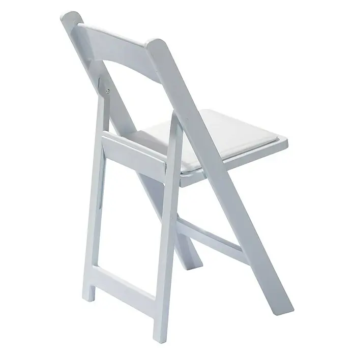 Klappstuhl - Polypropylen, Weiß, B x T x H: 66 x 83 x 80 cm - Nahaufnahme eines weißen Klappstuhls mit gepolsterter Sitzfläche, ideal für Veranstaltungen und den flexiblen Einsatz.