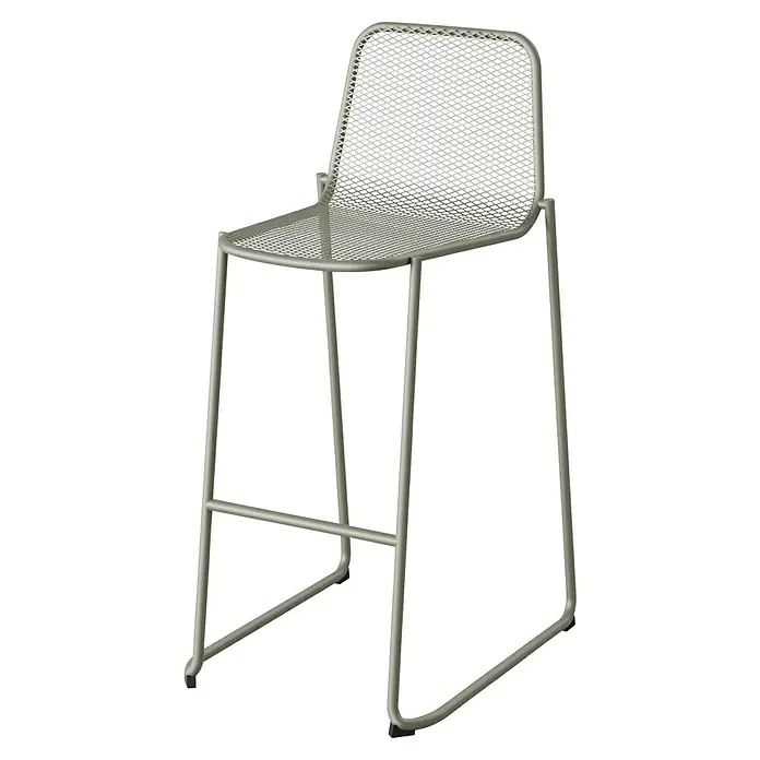 Feros Garten-Barhocker Mase - Stahl, Grün, B x T x H: 52 x 52 x 105 cm - Metall Barhocker mit Rückenlehne und Fußstütze. Das luftige Design macht den Barhocker zu einem Blickfang in jeder Küche.