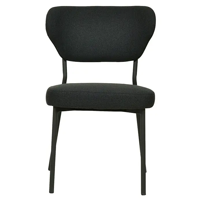 Feros Stapelstuhl Duko - Stahl, Sperrholz, Schaumstoff, Schwarz, B x T x H: 53 x 55 x 83 cm - Elegantes Stuhlmodell in dunklem Design. Der Stuhl mit dunklem Stoffbezug und schlankem Gestell ist ein echter Hingucker für jedes Interieur.