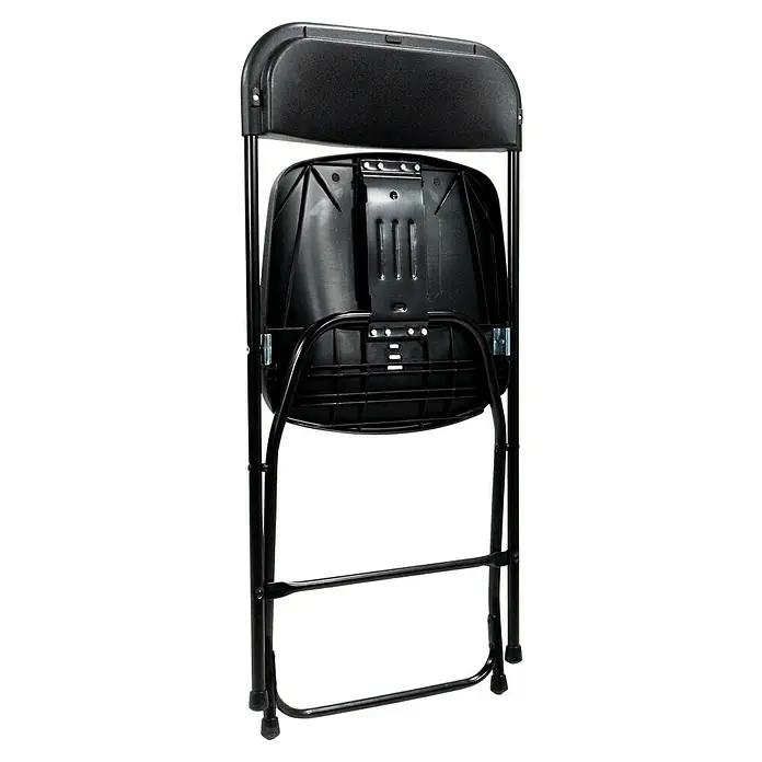Feros Klappstuhl Budget - Stahl, Schwarz, B x T x H: 45 x 45 x 80,5 cm - Rückansicht eines schwarzen Klappstuhls mit stabiler Rückenlehne und robustem Metallrahmen für vielseitige Nutzung.