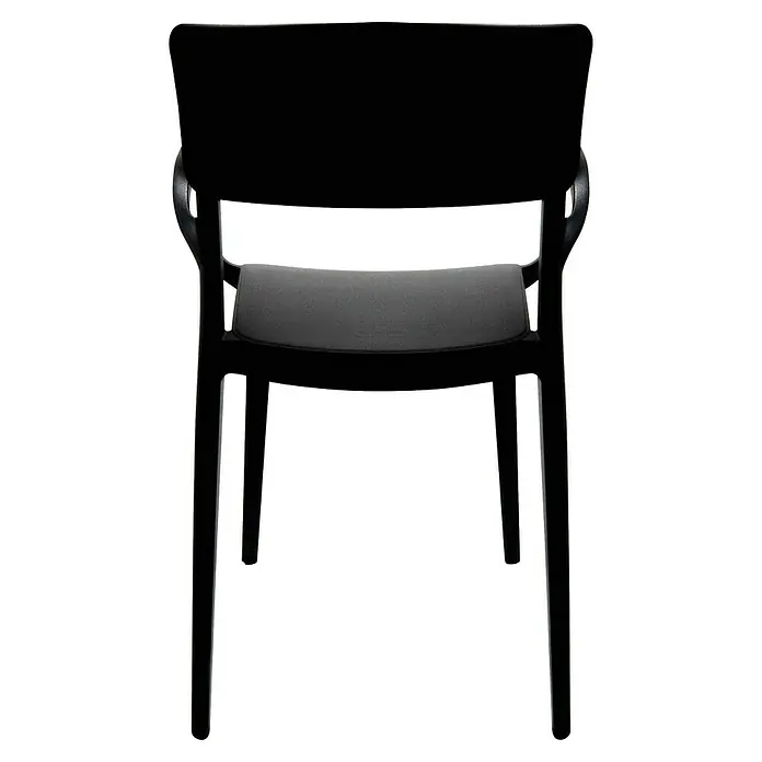 Stapelsessel Wing - Polypropylen, Schwarz, B x T x H: 54 x 55 x 82 cm - Stuhl im minimalistischen Design. Der Stuhl hat eine Rückenlehne und eine graue Sitzfläche. Das Gestell ist schwarz und stabil.