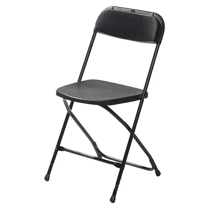 Feros Klappstuhl Budget - Stahl, Schwarz, B x T x H: 45 x 45 x 80,5 cm - Schwarzer Klappstuhl für den flexiblen Einsatz. Das stabile Gestell und die bequeme Sitzfläche machen ihn ideal für Veranstaltungen.