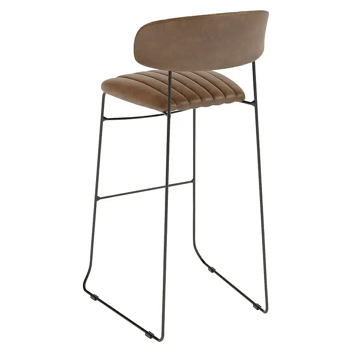 Feros Garten-Barhocker Mundo - Stahl, Kunstleder, Braun, B x T x H: 46,5 x 49 x 105 cm - Dieser Barhocker besticht durch sein modernes Design mit einem braunen, bequemen Sitz und einem schlanken, schwarzen Metallgestell.