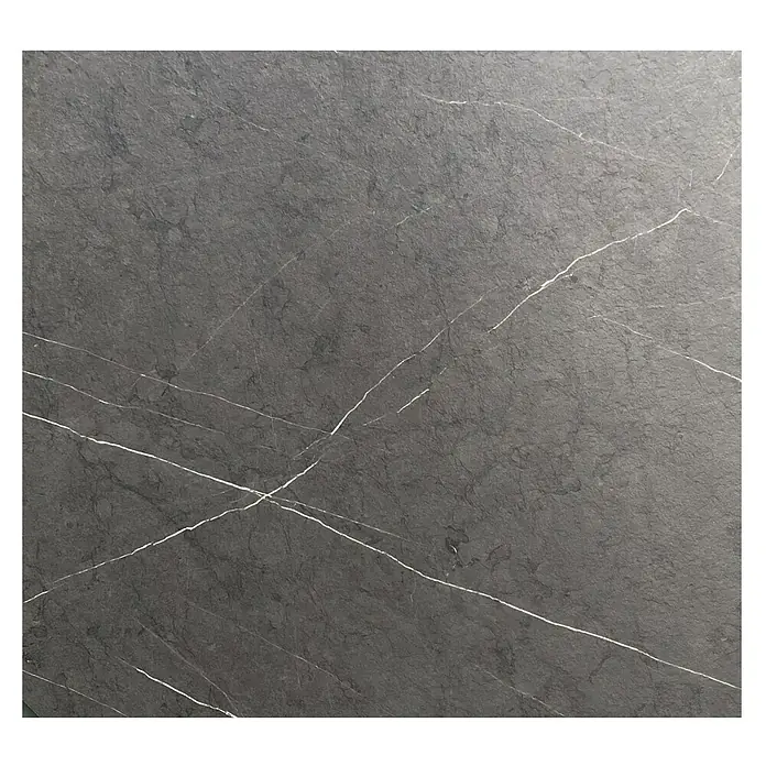 Garten-Tischplatte Feros - L x B x H: 70 x 70 x 1,2 cm, HPL, Quadratisch, Dunkelgrau - Graue Marmorfliese mit weißen Adern. Elegantes Design für moderne Innenräume.