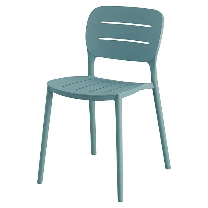 Stapelstuhl Propi - Polypropylen, Blau, B x T x H: 66 x 83 x 80 cm - Blauer Stuhl für den Außenbereich mit Lattenmuster auf Sitz und Rückenlehne, ideal für Garten und Terrasse. Stabil und wetterfest.