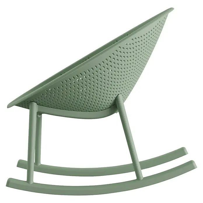 Barths Garten-Schaukelstuhl Qosy - Polypropylen, Grün, B x T x H: 66 x 83 x 80 cm - Eine grüne Schaukelstuhl mit einem modernen, perforierten Design. Perfekt für Entspannung im Garten oder auf der Terrasse.