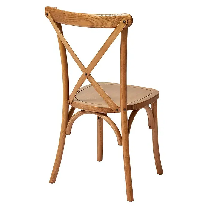 Stapelstuhl Crossback - 1 Stk., Ulmenholz, Braun, B x T x H: 48 x 47 x 89 cm - Holzstuhl im Landhausstil mit gekreuzter Rückenlehne, perfekt für Esszimmer oder Küche. Das helle Holz verleiht Wärme.