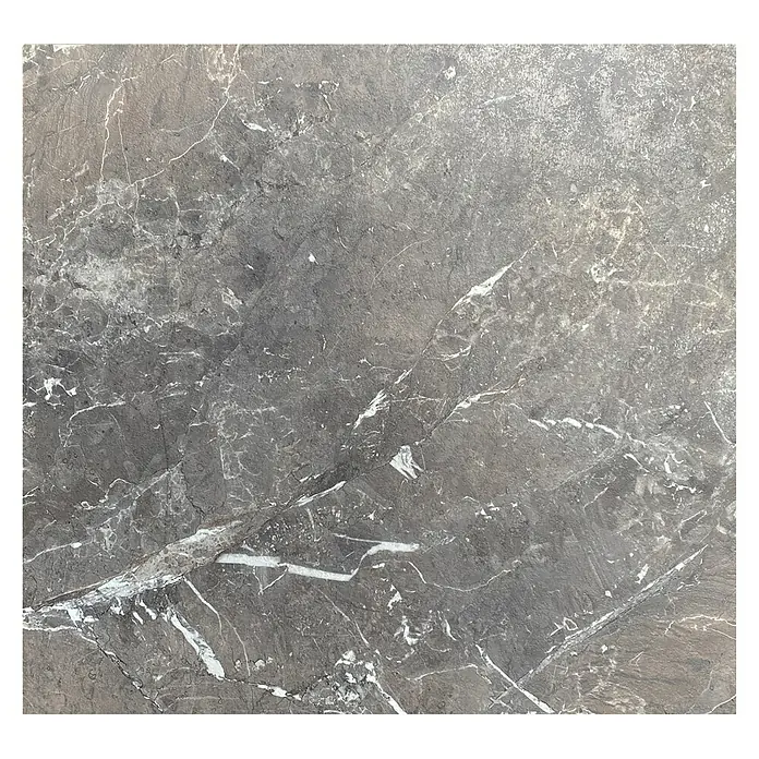 Garten-Tischplatte Feros - L x B x H: 70 x 70 x 1,2 cm, HPL, Quadratisch, Grau/Weiß - Elegante graue Marmorplatte mit feinen, weißen Adern. Hochwertige Oberfläche für stilvolle Innenräume.