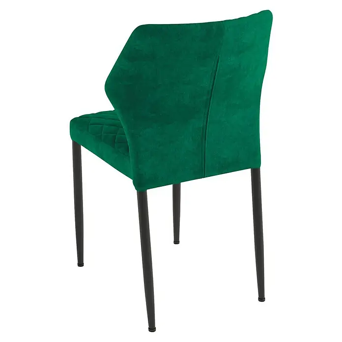 Feros Stapelstuhl Louis - Stahl, Velours, Grün, B x T x H: 49 x 56 x 80 cm - Der elegante smaragdgrüne Polsterstuhl besticht durch seine gesteppte Sitzfläche und die schlanken, dunklen Metallbeine. Ein stilvolles Möbelstück!