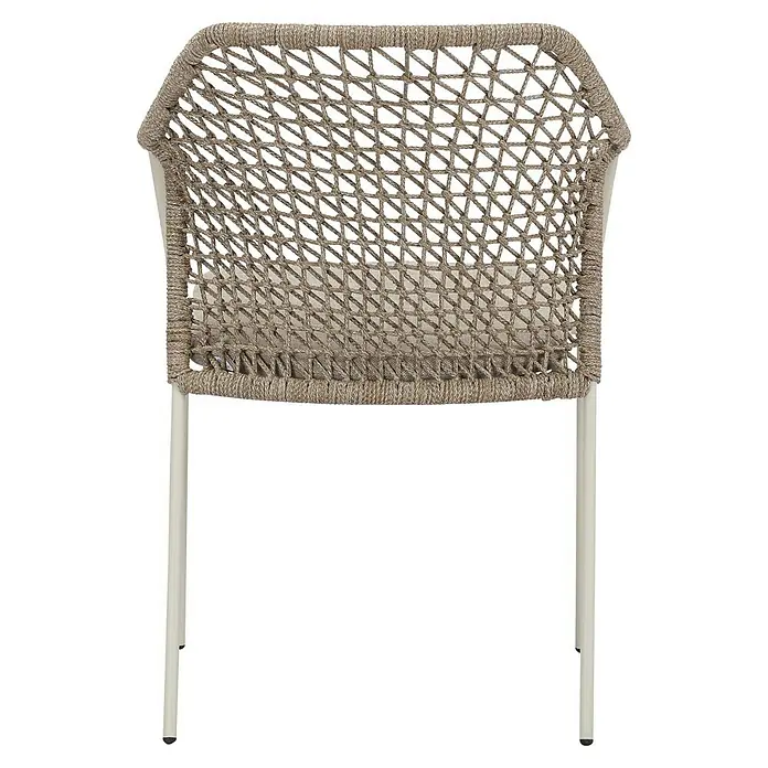 Stapelstuhl Burano - Aluminium, Seilgeflecht, Beige, B x T x H: 58,5 x 60 x 83,5 cm - Ein stilvoller Stuhl mit einem einzigartigen geflochtenen Design für Rückenlehne und Sitzfläche, ideal für moderne Wohnräume.
