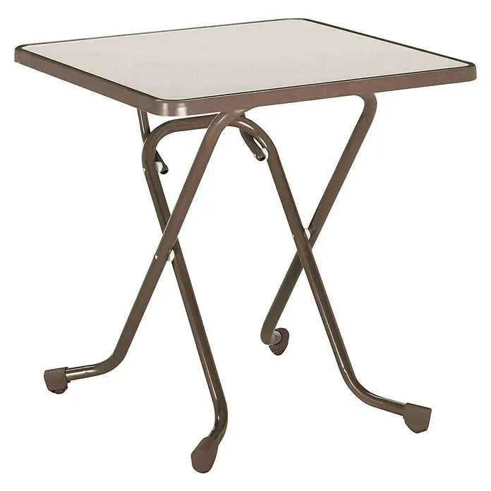 Barths Klapptisch Madrid - L x B x H: 67 x 67 x 73 cm, Stahl, Quadratisch, Braun - Klapptisch mit quadratischer, heller Tischplatte und braunem Metallgestell. Praktisch und platzsparend für den Innenbereich.