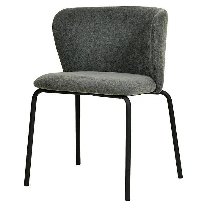 Feros Stapelstuhl Break - Stahl, Sperrholz, Schaumstoff, Dunkelgrau, B x T x H: 55 x 53 x 75 cm - Grauer Polsterstuhl mit schwarzem Metallgestell. Ideal für Esszimmer oder Büro, bietet Komfort und modernes Design.