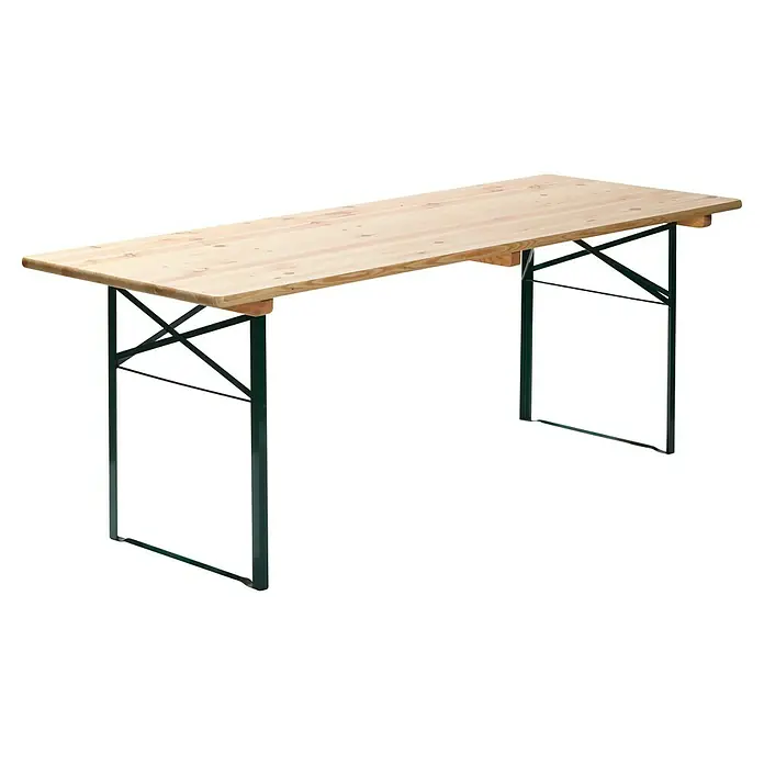 Feros Biertisch - L x B x H: 220 x 50 x 78 cm, Stahl, Kiefer, Rechteckig, Braun/Schwarz - Biertisch mit Metallbeinen.