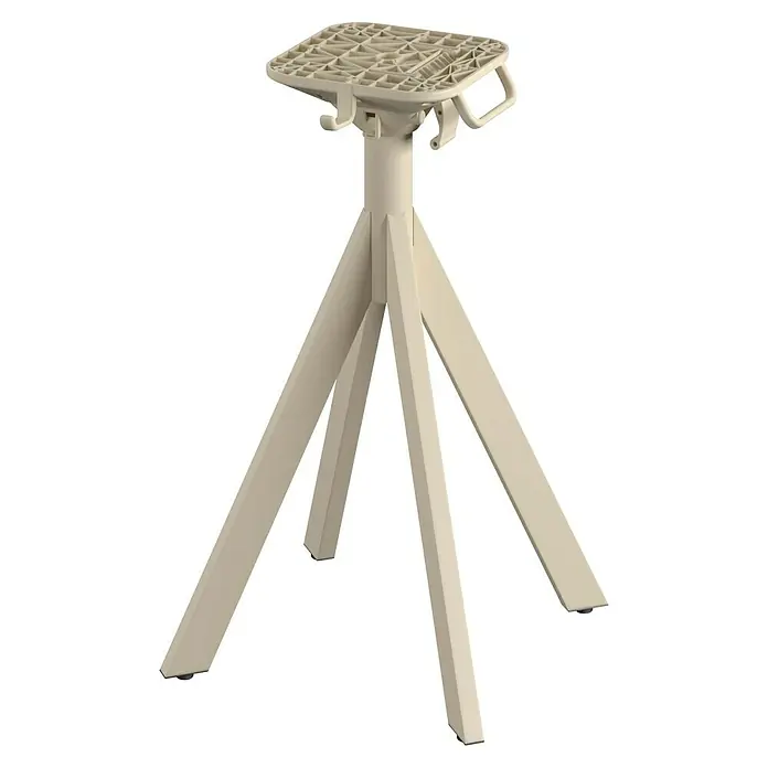 Feros Tischgestell Infinity - L x B x H: 60 x 60 x 60 cm, Edelstahl, Sandbraun, Niedrig - Dreibeiniger, beigefarbener Sockel für Waschmaschine oder Trockner. Er bietet Stabilität und verhindert Vibrationen des Geräts.