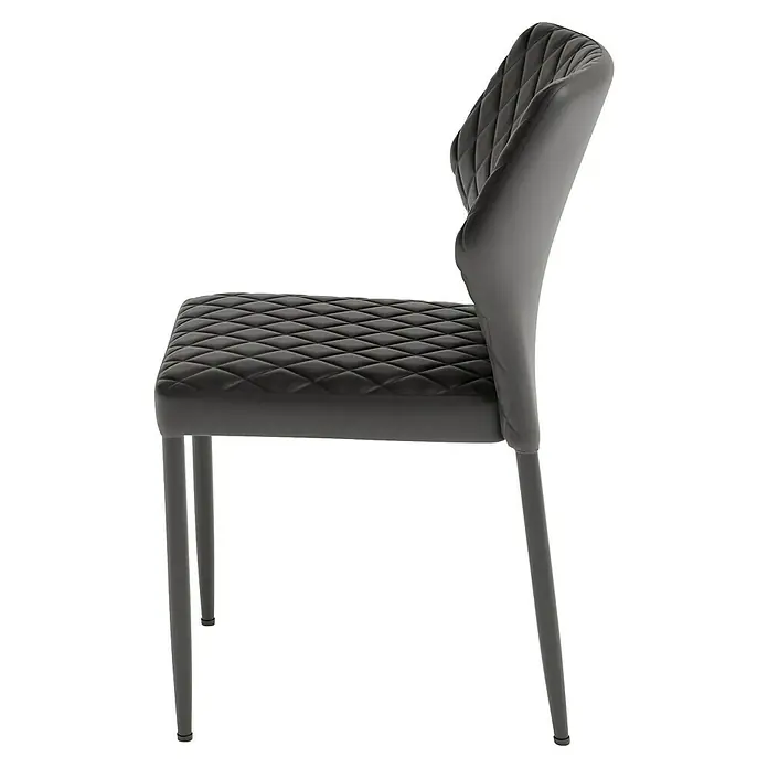 Feros Stapelstuhl Louis - Stahl, Velours, Schwarz, B x T x H: 49 x 56 x 80 cm - Elegantes graues Stuhlmodell mit gesteppter Sitzfläche und Rückenlehne, ideal für Esszimmer und Wartebereiche.
