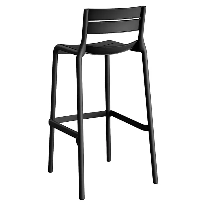Garten-Barhocker Calor - Polypropylen, Stapelbar, Schwarz, B x T x H: 49 x 49 x 100 cm - Schwarzer Barhocker mit Rückenlehne, ideal für moderne Küchen oder Bars. Das schlichte Design bietet Komfort und Stil.