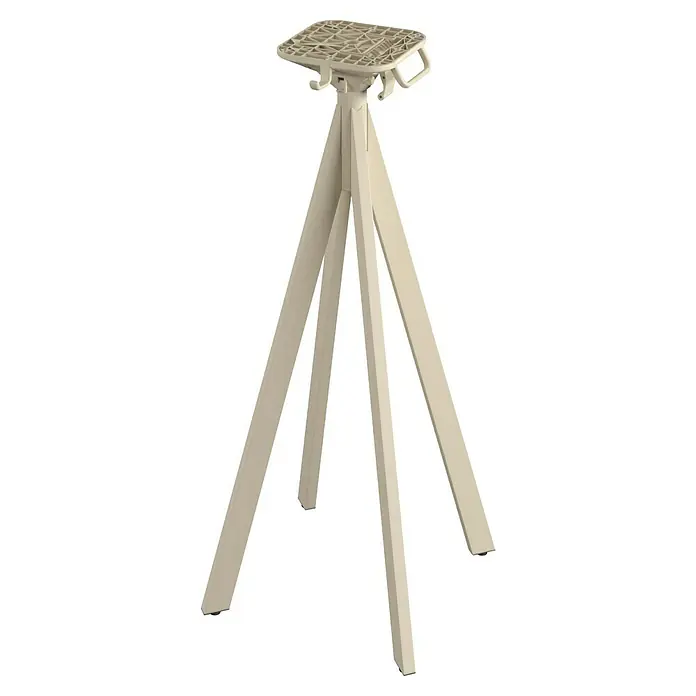 Feros Tischgestell Infinity - L x B x H: 60 x 60 x 60 cm, Edelstahl, Sandbraun, Hoch - Der Produktständer ist aus beigem Kunststoff gefertigt und hat eine dreibeinige Bauweise für stabilen Halt diverser Produkte bei Präsentationen.
