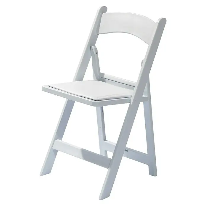 Klappstuhl - Polypropylen, Weiß, B x T x H: 66 x 83 x 80 cm - Nahaufnahme eines weißen Klappstuhls mit gepolstertem Sitz, ideal für Veranstaltungen oder den zusätzlichen Sitzbedarf.