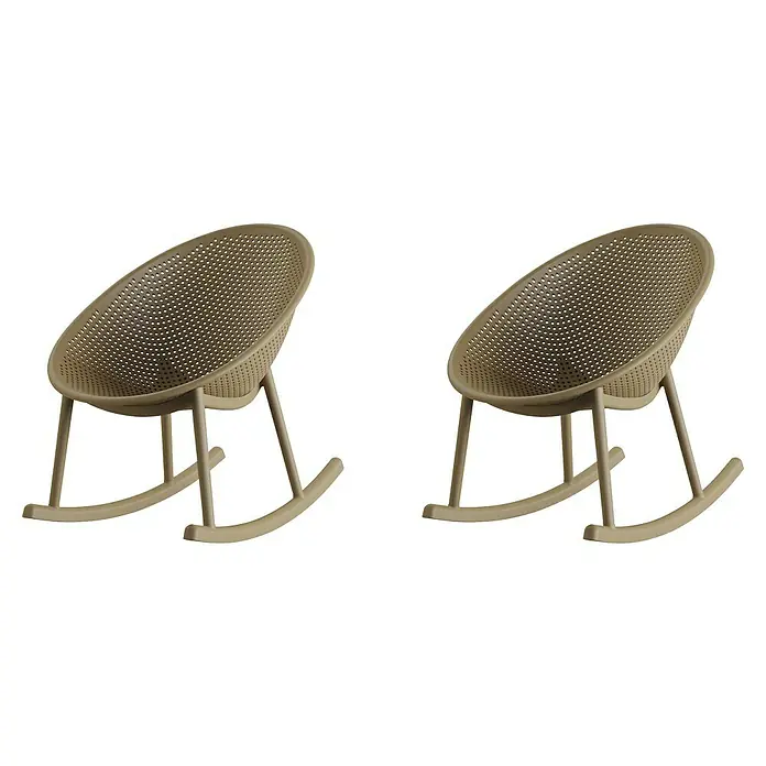 Barths Garten-Schaukelstuhl Qosy - Polypropylen, Sandbraun, B x T x H: 66 x 83 x 80 cm - Zwei moderne Schaukelstühle in Beige, die Komfort und Stil vereinen und sich perfekt für entspannende Momente eignen. Ihr durchbrochenes Design sorgt für Luftigkeit.