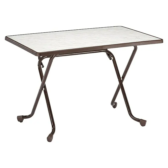 Barths Klapptisch Madrid - L x B x H: 110 x 70 x 73 cm, Stahl, Rechteckig, Braun - Hier ist ein kompakter Klapptisch mit einer hellen Tischplatte und einem stabilen, braunen Gestell, ideal für kleine Räume.