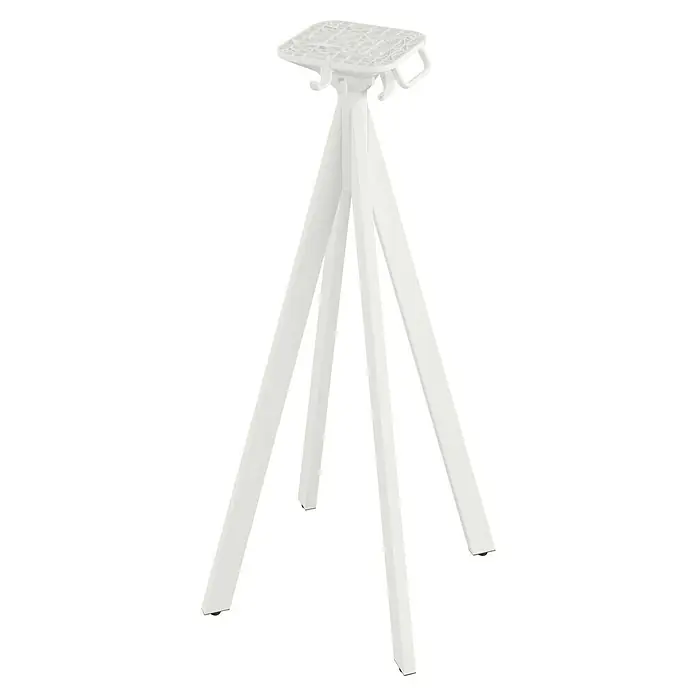 Feros Tischgestell Infinity - L x B x H: 60 x 60 x 60 cm, Edelstahl, Weiß, Hoch - Weißer Tripod-Ständer mit quadratischer Basis, ideal für die Präsentation von Produkten oder als stilvolle Ablagefläche.