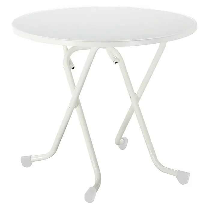 Barths Gartentisch rund Dubllin - Ø x H: 80 x 73 cm, Stahl, Rund, Weiß - Ein weißer, runder Klapptisch mit einem filigranen Gestell, perfekt für den flexiblen Einsatz im Innen- und Außenbereich.