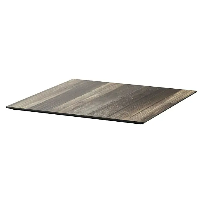 Garten-Tischplatte Feros - L x B x H: 70 x 70 x 1,2 cm, HPL, Quadratisch, Braun/Grau - Attraktive, quadratische Holzplatte mit deutlicher Maserung. Ideal als Tischplatte oder für DIY-Projekte mit rustikalem Charme.