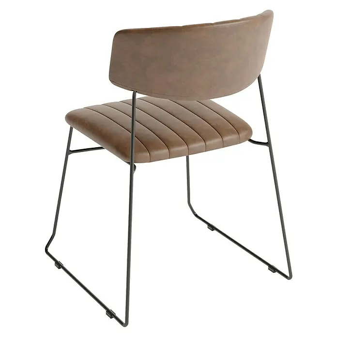 Feros Stapelstuhl Mundo - Stahl, Velours, Braun, B x T x H: 46,5 x 49 x 105 cm - Dieser moderne Stuhl besticht durch sein braunes Lederdesign und das minimalistische Metallgestell. Ein stilvolles Möbelstück für jeden Raum.