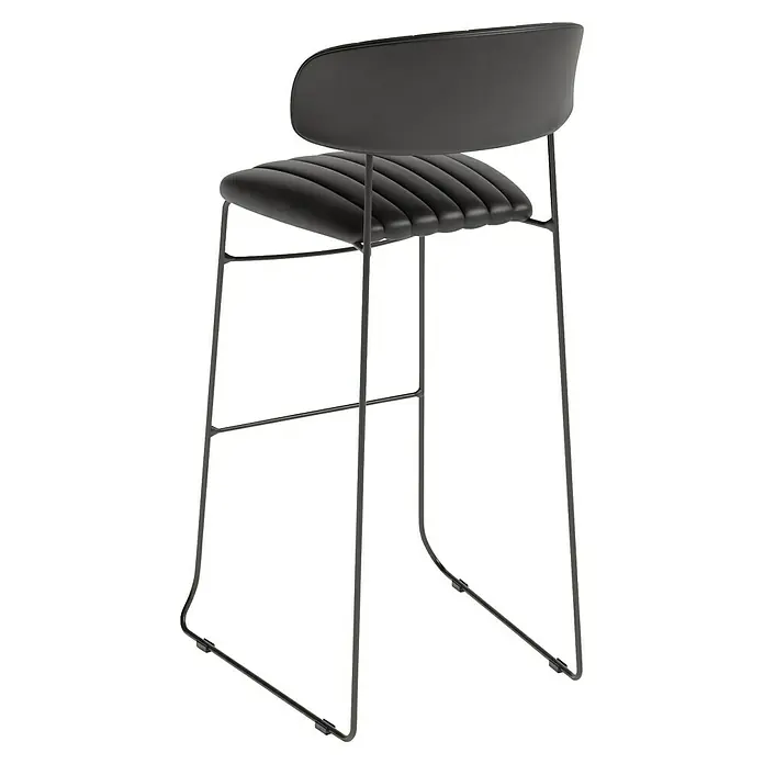 Feros Garten-Barhocker Mundo - Stahl, Kunstleder, Schwarz, B x T x H: 46,5 x 49 x 105 cm - Schwarzer Barhocker mit schlankem Metallgestell und gepolsterter Sitzfläche. Modernes Design für Küche oder Bar.