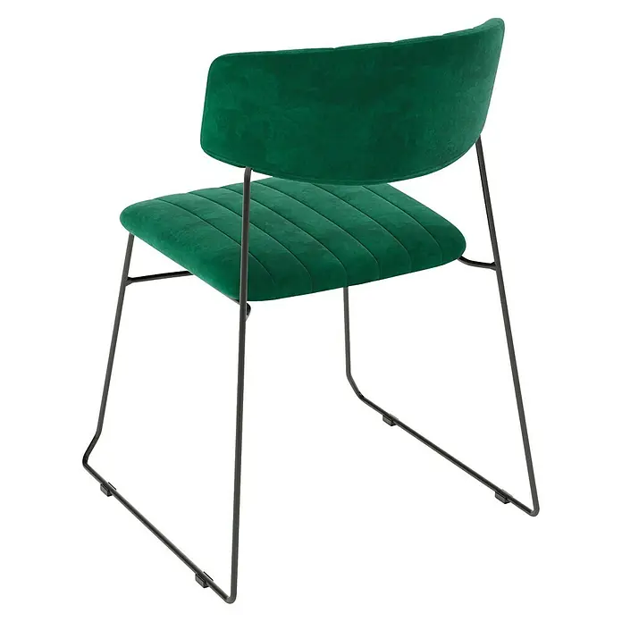 Feros Stapelstuhl Mundo - Stahl, Velours, Grün, B x T x H: 46,5 x 49 x 105 cm - Der smaragdgrüne Samtstuhl mit schlankem Metallgestell verleiht jedem Raum einen Hauch von Eleganz und Komfort. Ein stilvolles Möbelstück.