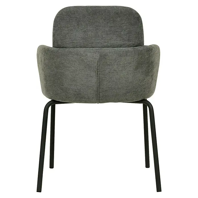 Feros Stapelstuhl Paddy - Stahl, Sperrholz, Schaumstoff, Dunkelgrau, B x T x H: 56 x 56 x 82 cm - Grauer Polsterstuhl mit schwarzen Metallbeinen, ideal für Esszimmer oder Wartebereiche. Elegantes Design für modernes Ambiente.
