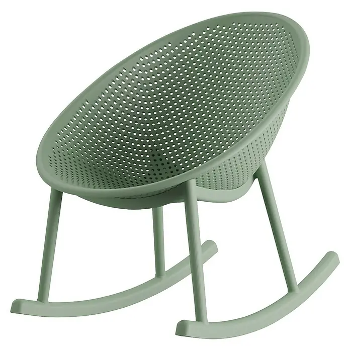 Barths Garten-Schaukelstuhl Qosy - Polypropylen, Grün, B x T x H: 66 x 83 x 80 cm - Grüner Schaukelstuhl mit perforierter Sitzfläche für den Innen- und Außenbereich. Bequemer Sitzplatz für entspannte Momente.