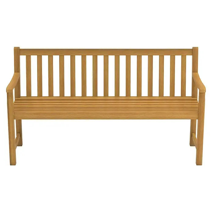 Gartenbank Stockholm - B x T x H: 150 x 55 x 83 cm, Teak, Braun - Hölzerne Gartenbank mit Lattenrost und Rückenlehne, ideal für den Außenbereich. Gemütliche Sitzgelegenheit für Garten und Terrasse.
