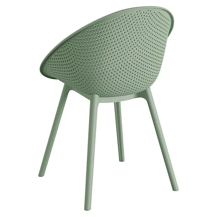 Barths Gartensessel Qosy - Polypropylen, Grün, B x T x H: 59 x 83 x 80 cm - Moderne Salbeigrüne Schalenstuhl mit einem durchbrochenen Design, ideal für stilvolle Innenräume und komfortables Sitzen.