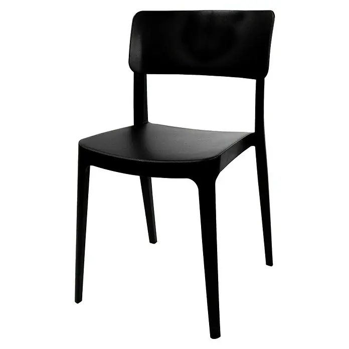 Stapelstuhl Wing - Polypropylen, Schwarz, B x T x H: 47 x 50 x 82 cm - Schwarzer Stuhl mit Rückenlehne und glatter Sitzfläche, ideal für modernes Wohnen. Das schlichte Design passt zu jedem Einrichtungsstil.