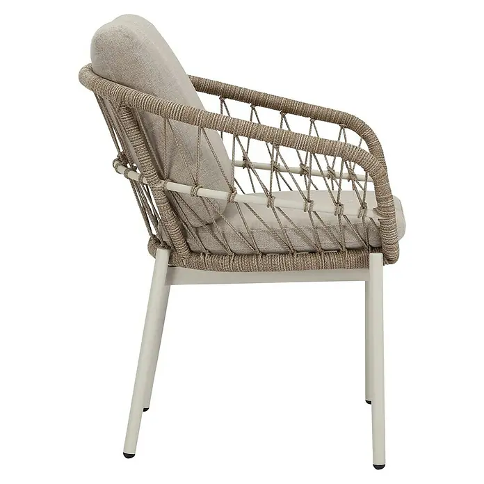 Barths Gartensessel Tropea - Aluminium, Seilgeflecht, Beige, B x T x H: 63,5 x 64,5 x 78,5 cm - Bequemer Korbsessel mit beigen Polstern und hellem Gestell für den stilvollen Außenbereich.
