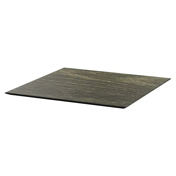 Garten-Tischplatte Feros - L x B x H: 70 x 70 x 1,2 cm, HPL, Quadratisch, Braun - Nahaufnahme einer dunklen Holzplatte mit feiner Maserung, ideal für hochwertige Möbel oder Designelemente.