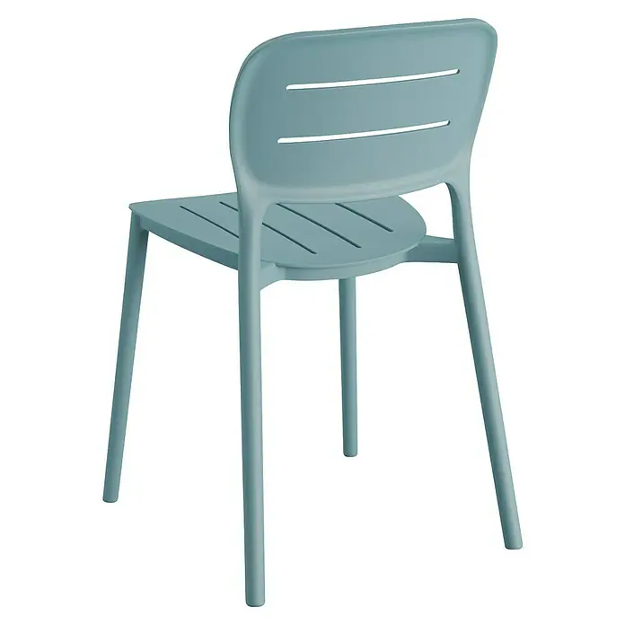 Stapelstuhl Propi - Polypropylen, Blau, B x T x H: 66 x 83 x 80 cm - Moderner hellblauer Stuhl mit Lattenmuster für den Außenbereich, ideal für Garten oder Terrasse. Robust und stilvoll.